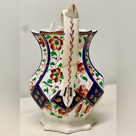 19th Century Antique Gaudy Welsh 8 Sided Cobalt Diamond Design Lusterware Jug - Picture 8 of 16